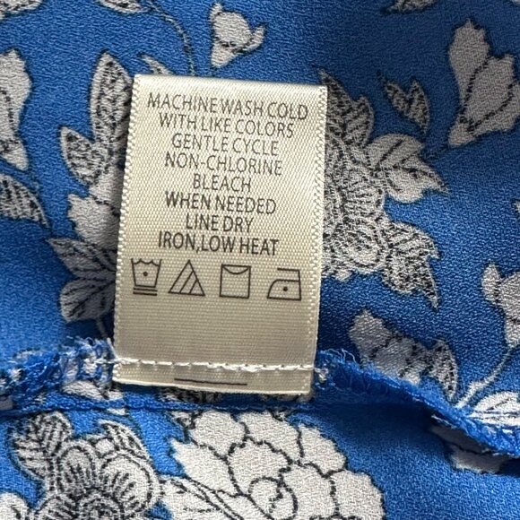 Max Studio Dark Blue Floral Flutter Sleeve Womens 1XL Blouse Fairy Summer - Picture 5 of 8